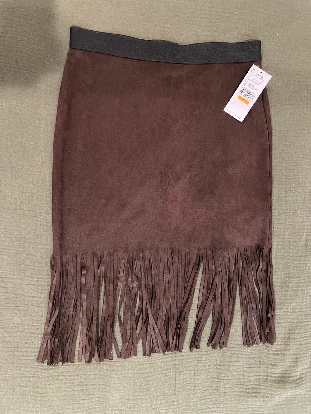 Karen Kane Women’s Brown Fringe Suede Skirt NWT